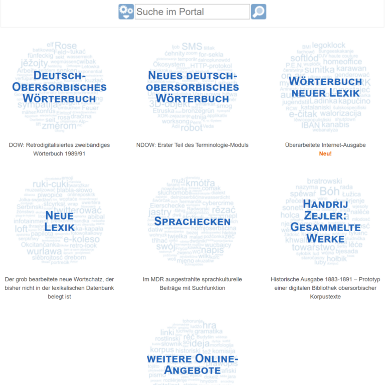 Screenshot des obersorbischen Sprachportals 