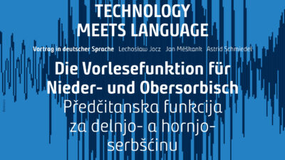 Veranstaltungsplakat zum Vortrag des Sorbischen Instituts "Technology meets language" am 28. November 2024